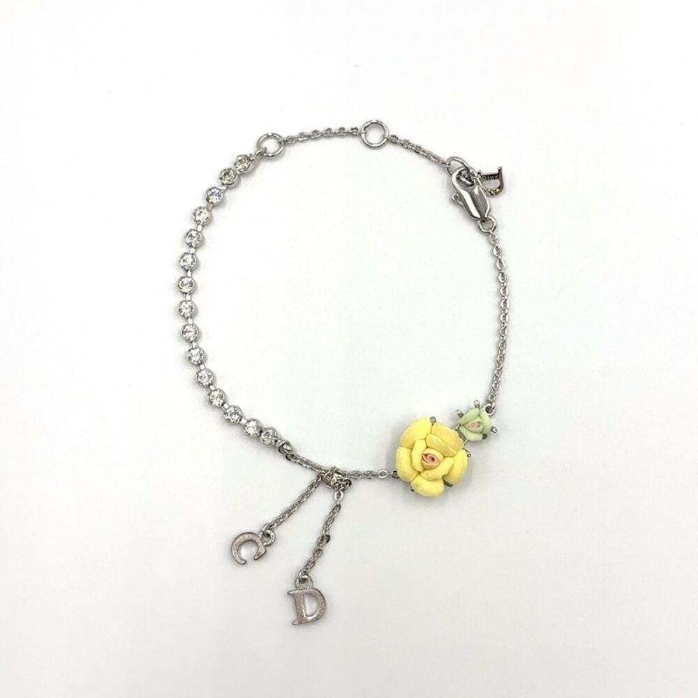 Dior Diorette Rose Metal Enamel Bracelet - Picture 3 of 10